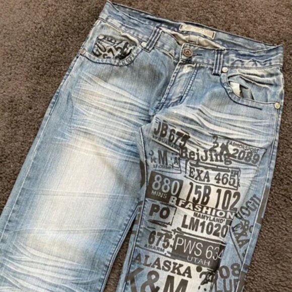 Hem Denim - Pantaloni Japanese K&M🇯🇵 embroidery hip hop jeans baggy fit vintage skater y2k